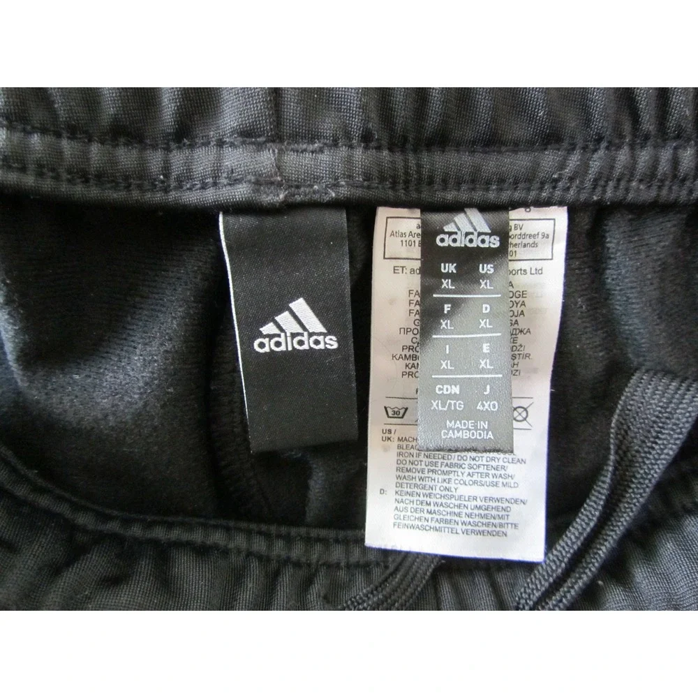 Adidas Mens XL Black Track Pants Joggers Tapered Leg Elastic Waist Drawstring
